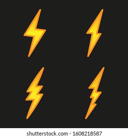 Lighting and thunder icons. Vector illustrations set