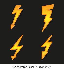 Lighting and thunder icons. Vector illustrations set
