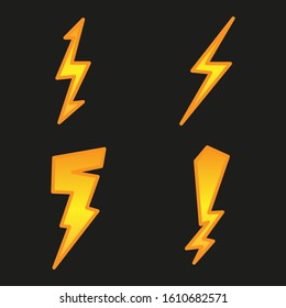 Lighting and thunder icons. Vector illustrations set