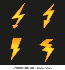 Lighting and thunder icons. Vector illustrations set