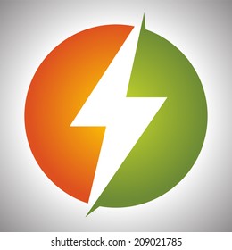 Lighting thunder sign in circle, illustration