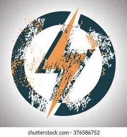 Lighting thunder sign in circle, illustration