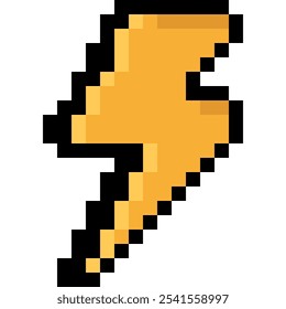 Iluminación, Trueno, Tormenta, Peligro Iniciar sesión Estilo de píxel. Icono de Vector