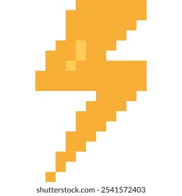 Lighting, Thunder, Storm, Danger Sign in Pixel Style. Vector Icon