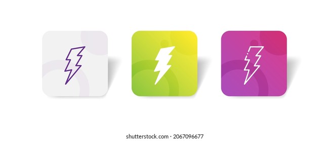 lighting thunderbolt electricity pixel perfect icon set bundle in line, solid, glyph, 3d gradient style