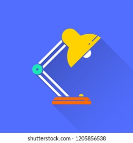 Lighting vector icon with long shadow. Illustration isolated on blue background for graphic and web design.