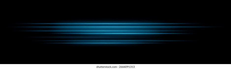 Linha de luz. Vigas horizontais em camadas formando borrão largo com fluxo simétrico. A composição evoca movimento rápido e traço brilhante no fundo escuro.