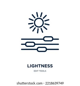 lightness icon from edit tools collection. Thin linear lightness, light, bulb outline icon isolated on white background. Line vector lightness sign, symbol for web and mobile