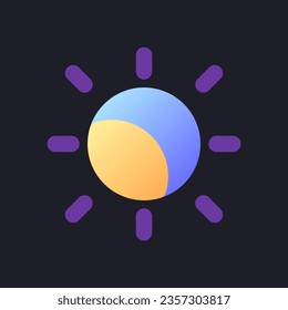 Lightness level flat gradient fill ui icon for dark theme. Color scale. Adjust video lighting. Pixel perfect color pictogram. GUI, UX design on black space. Vector isolated RGB illustration