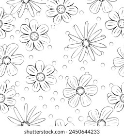 Lightness of spring: vector pattern with floral motifs on a white background, creating an atmosphere of tenderness and joy. An ideal choice for spring mood and design!