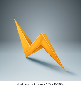 Lightning 3d icon on the grey background. Vector eps 10