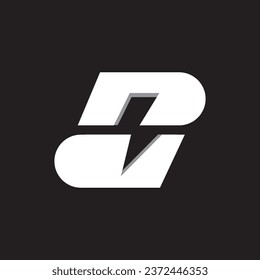 lightning 3d monogram logo icon.