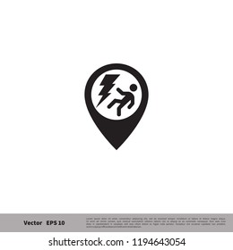 lightning accident location icon vector 