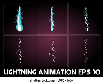 Lightning Animation. Game Animation Of Lightning. Game Animation. 