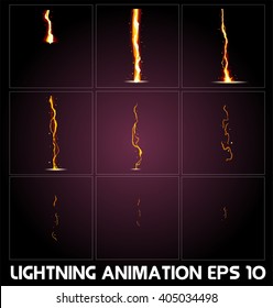 Lightning animation. Game animation. 