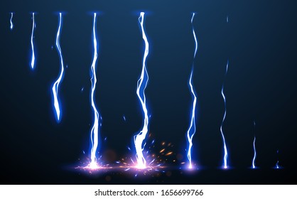 Lightning animation set with sparks