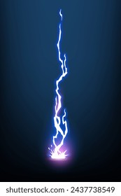 Lightning animation with sparks. Electricity thunderbolt danger, light electric powerful thunder. Bright energy effect, vector illustration