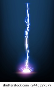 Lightning animation with sparks. Electricity thunderbolt danger, light electric powerful thunder. Bright energy effect, vector illustration