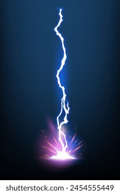 Animación relámpago con chispas. Peligro de rayo eléctrico, trueno eléctrico ligero potente. Efecto de energía brillante, Ilustración vectorial