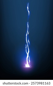 Lightning animation with sparks. Electricity thunderbolt danger, light electric powerful thunder. Bright energy effect, vector illustration