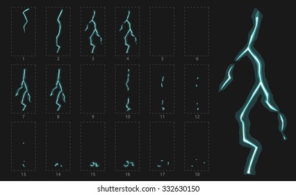 lightning animation. A lightning strike to the ground or something else