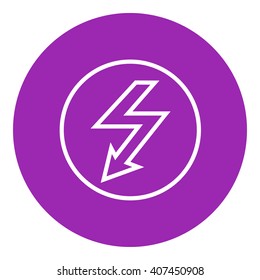 Lightning arrow downward line icon.