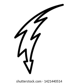 Lightning with an arrow icon. Outline lightning with an arrow vector icon for web design isolated on white background