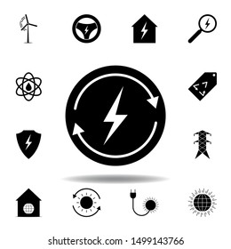 lightning, arrow icon . Set of alternative energy illustrations icons. Can be used for web, logo, mobile app, UI, UX