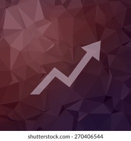 Lightning arrow upward icon in flat style for web and mobile, modern minimalistic flat design. Vector white icon on  abstract polygonal background.