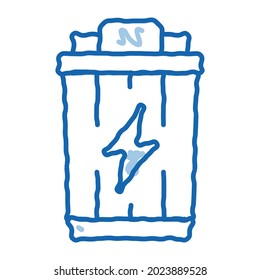 Lightning Battery sketch icon vector. Hand drawn blue doodle line art Lightning Battery sign. isolated symbol illustration