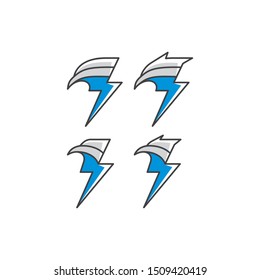 lightning bird line logo icon vector