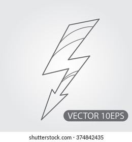 Lightning black and white outline drawing. High voltage sign.