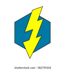 Lightning in blue hexagon sign