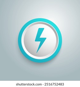 Vetor de ícone azul relâmpago. Relâmpago, vetor de energia elétrica. Energia e conceito de símbolo de eletricidade de trovão. Flash