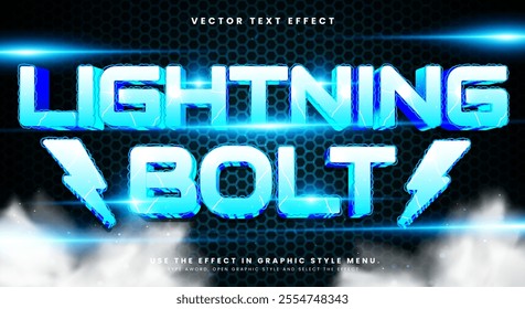 Lightning Bolt 3D editable text effect Template with electric Blue text style theme