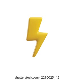 Lightning bolt 3D icon realistic vector illustration isolated on white background. Lightning strike or thunderbolt sign of danger or breaking news, attention or warning.