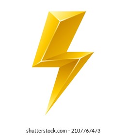Lightning bolt 3D vector icon - symbol of charge, electricity or power. Isolated vector pictogram