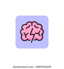 Lightning bolt in brain line icon. Inspiration, idea, creativity. Startup concept. Vector illustration can be used for topics like business, neurology, psychology