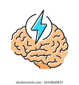 lightning bolt brainstorm color icon vector. lightning bolt brainstorm sign. isolated symbol illustration