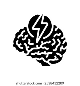 lightning bolt brainstorm glyph icon vector. lightning bolt brainstorm sign. isolated symbol illustration