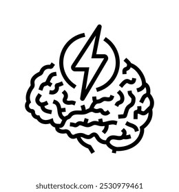 lightning bolt brainstorm line icon vector. lightning bolt brainstorm sign. isolated contour symbol black illustration