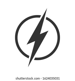 Lightning bolt in the circle graphic icon. Energy sign isolated on white background. Electric power symbol. Vector illustration