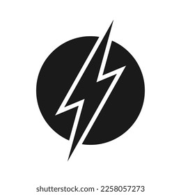 Blitzbolzen im Kreisbildsymbol. Energiezeichen einzeln auf weißem Hintergrund. Symbol für elektrische Leistung. Vektorgrafik