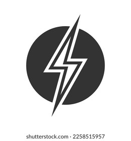 Lightning bolt in the circle graphic icon. Energy sign isolated on white background. Electric power symbol. Vector illustration