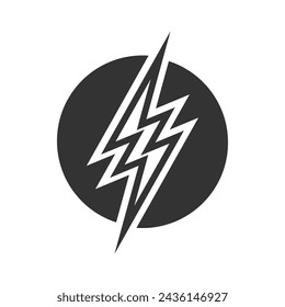Lightning bolt in the circle graphic icon. Energy sign isolated on white background. Electric power symbol. Vector illustration