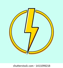Lightning bolt in circle icon. Electric power, energy, thunder concept. Electricity. Vector flat design