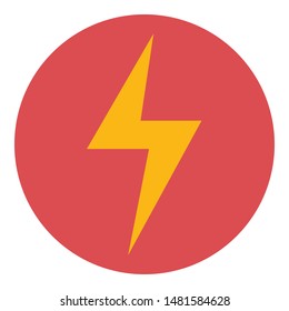 Lightning bolt in circle icon. Flat illustration of lightning bolt in circle vector icon for web design