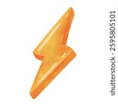 Lightning bolt clip art, lightning clip art, lightning bolt vector, clip art lightning, flash power thunder illustration, electric symbol in hand drawn watercolor style 