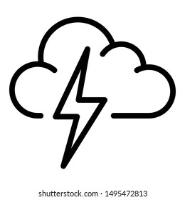 Icono de nube de tornillo relámpago. Icono de vector de nube de relámpago de contorno para diseño web aislado en fondo blanco