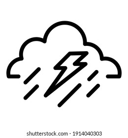 Lightning bolt cloud icon. Outline lightning bolt cloud vector icon for web design isolated on white background